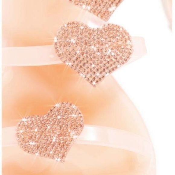 Embellished Jelly Heart Slides in Nude - Picture 4 of 4